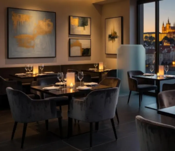 Luxusní interiér restaurace připravený na společenský večer