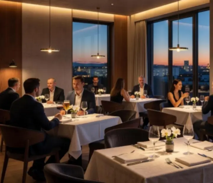 Elegantní restaurace připravená na večerní společenskou akci s pokerem